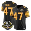 Mens Pittsburgh Steelers 80Th Anniversary Patch Vapor Limited Jersey Donald Trump Jersey Color Rush