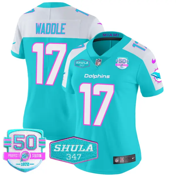 Womens Miami Dolphins Miami Vice Vapor Limited Jersey V2 Jaylen Waddle Jersey Aqua Alternate