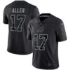 Men’s Buffalo Bills #17 Josh Allen Black Reflective Limited Stitched Football Jersey