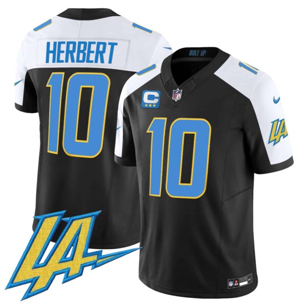 Men’s Chargers Vapor Limited Jersey V2 – All Stitched – Black Alternate – Justin Herbert