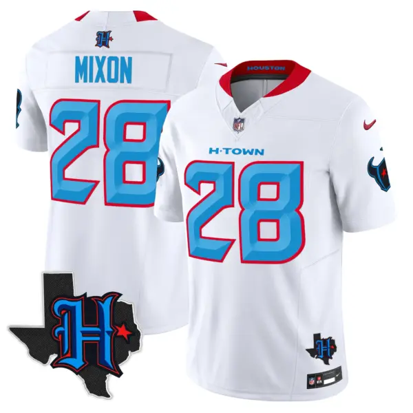 Mens Houston Texans 2024 Texas Patch Vapor Limited Jersey V2 Joe Mixon Jersey White