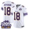 Minnesota Vikings King Of The North Patch Throwback Vapor Limited Jersey V2 – All Stitched – White – Justin Jefferson Jersey