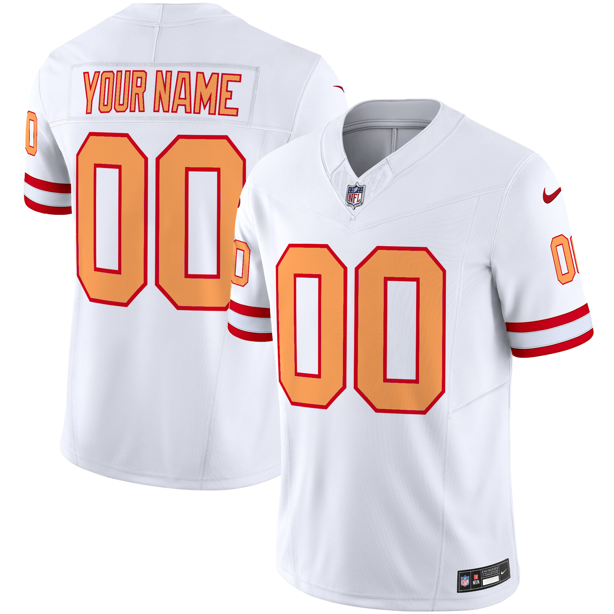 Tampa Bay Buccaneers Throwback Vapor Limited Custom Jersey V2 – All Stitched – Men – White