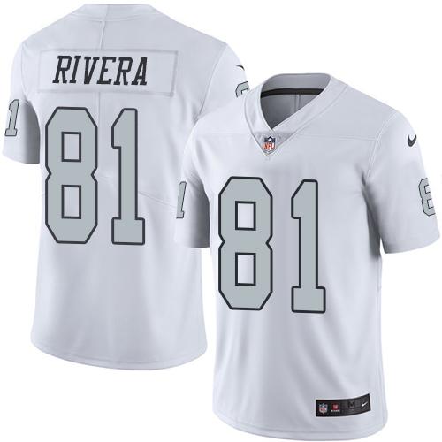 Nike Raiders #81 Mychal Rivera White Men’s Stitched NFL Limited Rush Jersey