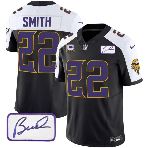Men’s Vikings Bud Grant Patch Classic Limited Jersey V4 – All Stitched – Black Alternate – Harrison Smith