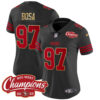 Women’s 49ers NFC West Champions Gold Trim Vapor Jersey – All Stitched – Black – Nick Bosa