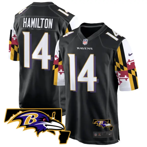 Mens Baltimore Ravens Maryland Flag Game Jersey Kyle Hamilton Jersey Black