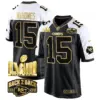 Mens Kansas City Chiefs Super Bowl LVIII Back 2 Back Gold Game Jersey Patrick Mahomes Jersey Alternate