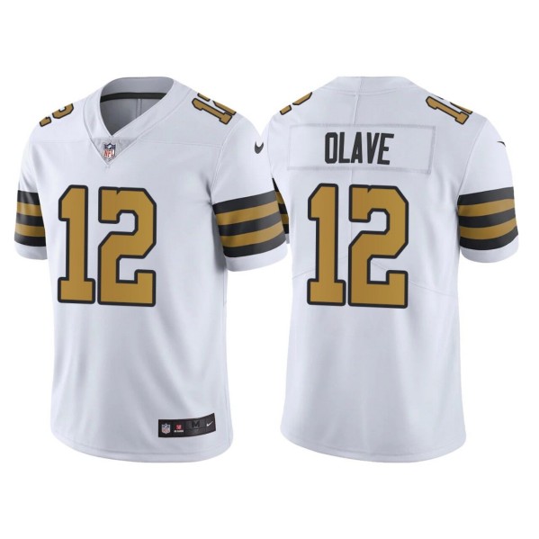 Men’s New Orleans Saints #12 Chris Olave White Limited Stitched Jersey