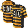 Men’s 2017 NFL Draft Pittsburgh Steelers #90 T. J. Watt Yellow With Black Bumblebee 80th Patch Stitched NFL Nike Elite Jersey