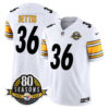 Pittsburgh Steelers 80th Anniversary Patch Vapor Limited Jersey – All Stitched – White – Jerome Bettis Jersey