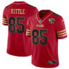 Men’s San Francisco 49ers #85 George Kittle Red Gold With 75th Anniversary Patch Football Stitched Jersey