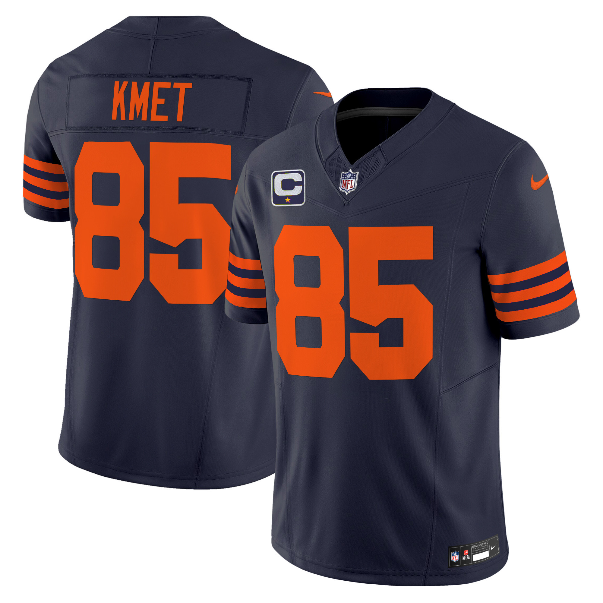 Men’s Chicago Bears Throwback Vapor Limited Jersey – All Stitched – Navy – Cole Kmet