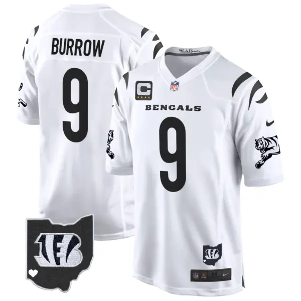 Mens Cincinnati Bengals 2024 Game Jersey Joe Burrow Jersey White Limited