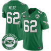 Philadelphia Eagles 2024 Throwback Vapor Limited Jersey – Est. 1933 Patch – All Stitched – Kelly Green – Jason Kelce Jersey