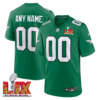 Philadelphia Eagles Super Bowl LIX Patch Alternate Game Men Custom Jersey – Kelly Green