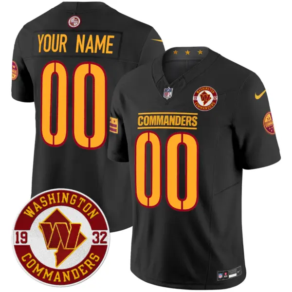 Washington Commanders 2024 Vapor Limited Custom Jersey Est 1932 Patch Black