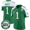 Philadelphia Eagles 2024 Throwback Vapor Limited Jersey – Est. 1933 Patch – All Stitched – Kelly Alternate – Jalen Hurts Jersey