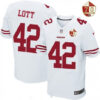 Men’s San Francisco 49ers #42 Ronnie Lott White 70th Anniversary Patch Stitched NFL Nike Elite Jersey