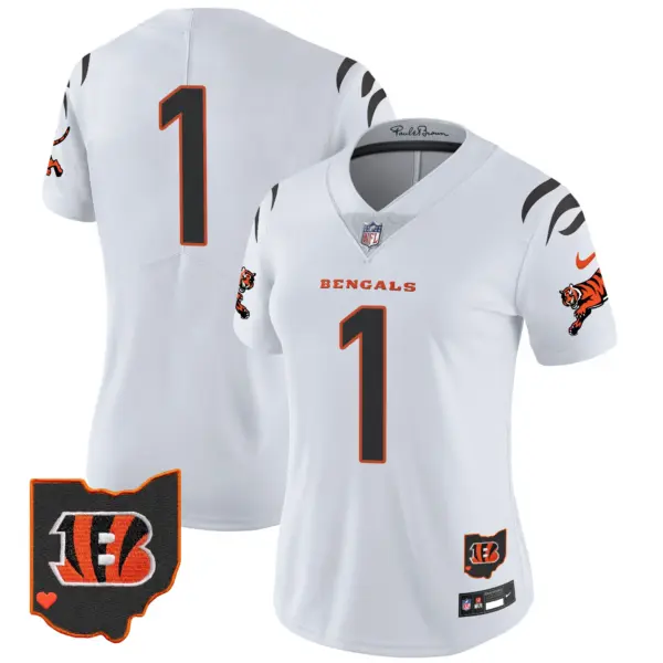 Womens Cincinnati Bengals 2024 Vapor Limited Jersey #1 Team Jersey White