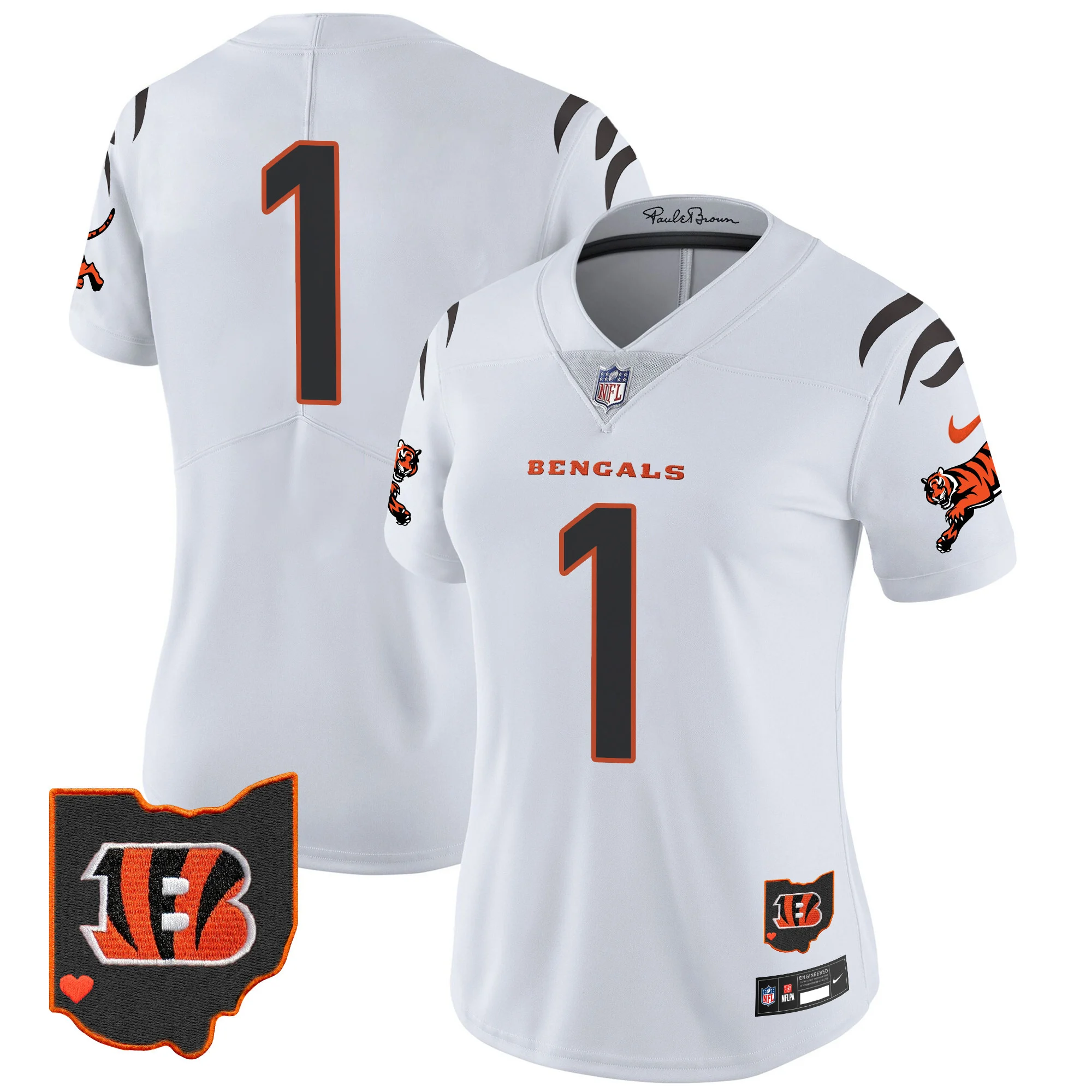 Womens Cincinnati Bengals 2024 Vapor Limited Jersey #1 Team Jersey White