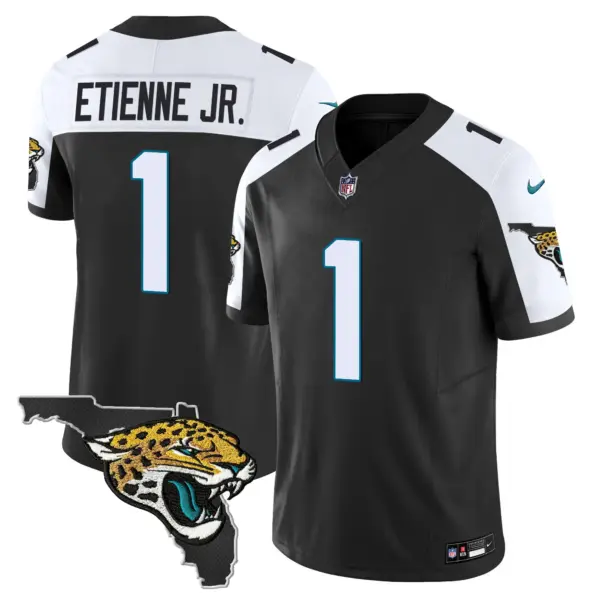 Mens Jacksonville Jaguars Florida Patch Vapor Jersey Travis Etienne Jr Jersey Black Alternate