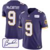 Men’s Vikings Bud Grant Patch Classic Limited Jersey V6 – All Stitched – Purple – J.J. McCarthy