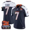 Mens Denver Broncos 3 Time Champions Patch Vapor Limited Jersey John Elway Jersey Navy Alternate