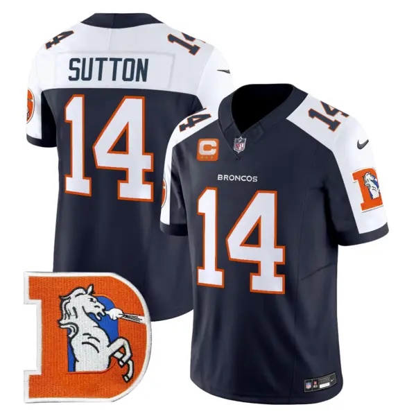 Mens Denver Broncos Throwback Vapor Limited Jersey V2 Courtland Sutton Jersey Navy Alternate