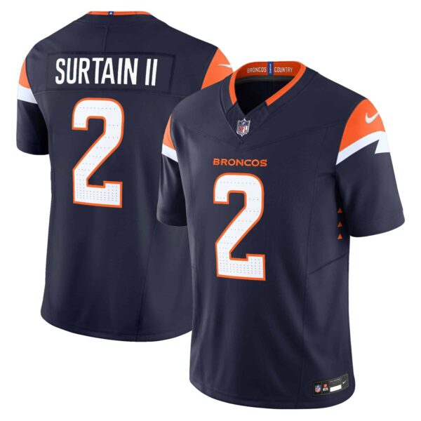 Men’s Denver Broncos 2024 Vapor Limited Jersey – All Stitched – Navy – Patrick Surtain II