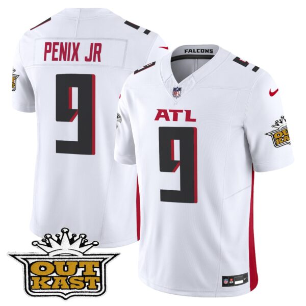 Outkast x Atlanta Falcons 2024 Vapor Limited Jersey – All Stitched – White – Michael Penix Jr. Jersey