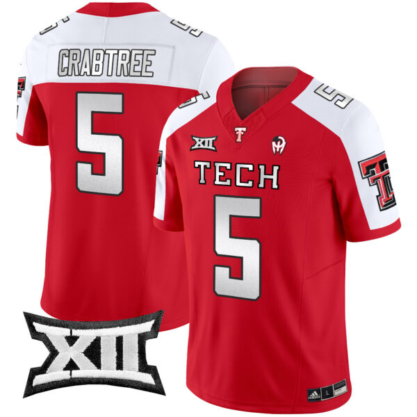 Men’s Texas Tech Red Raiders 2024 Patrick Mahomes Symbol Vapor Limited Jersey – All Stitched – Red Alternate – Michael Crabtree