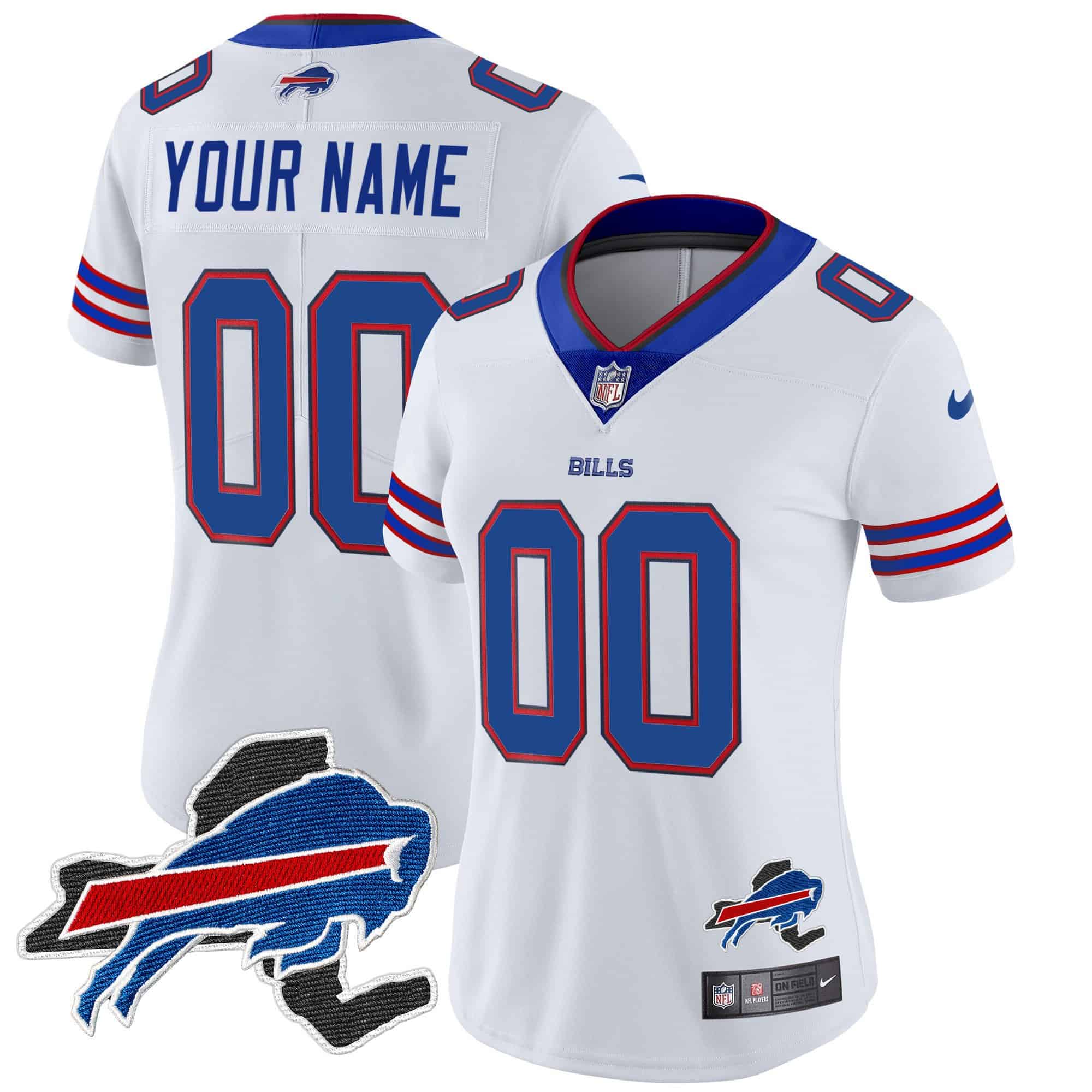 Bills New York Patch Vapor Limited Custom Jersey – All Stitched – Women – White