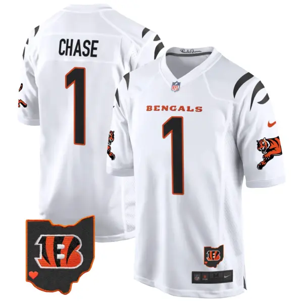 Mens Cincinnati Bengals 2024 Game Jersey Ja’marr Chase Jersey White