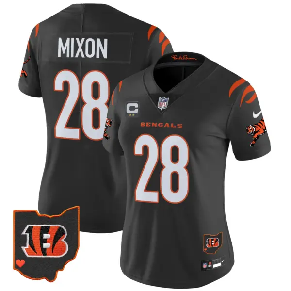 Womens Cincinnati Bengals 2024 Vapor Limited Jersey Joe Mixon Jersey Black