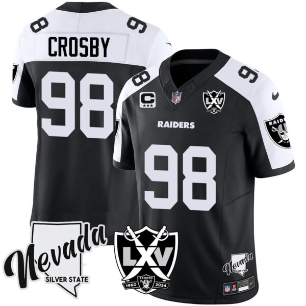 Men’s Raiders 2025 Vapor Limited Jersey – 65th Anniversary – All Stitched Black Alternate Maxx Crosby Jersey