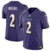 Men’s Baltimore Ravens #2 Nate Wiggins Purple 2024 Draft F.U.S.E. Vapor Limited Football Jersey