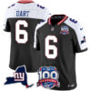 Men’s New York Giants 100th Season & State Patch Vapor Limited Jersey – All Stitched Black Alternate Jaxson Dart Jersey