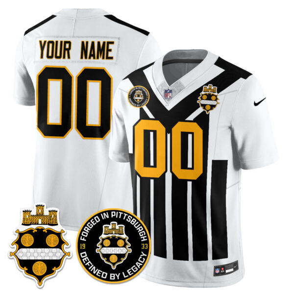 Pittsburgh Steelers Alternate 1933 Throwback Limited Custom Jersey – All Stitched Men White Jersey