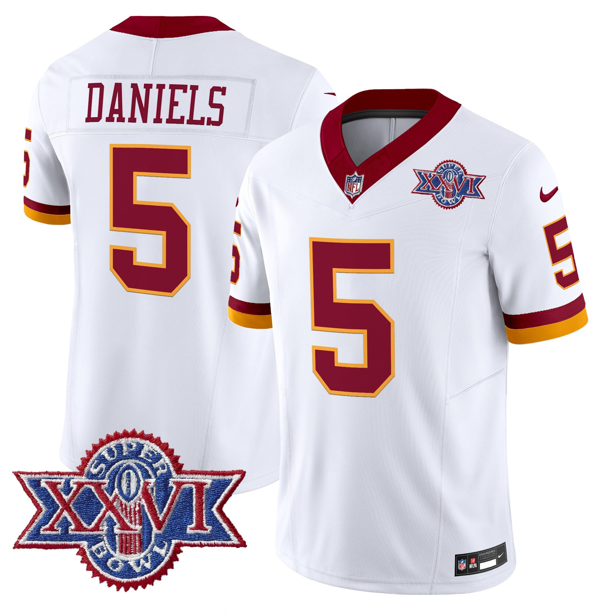 Washington Commanders Throwback 1992 Super Bowl XXVI Patch Vapor Limited Jersey – All Stitched Men Jayden Daniels Jersey