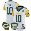 Womens Green Bay Packers 100Th Season Home Patch Cheese Vapor Limited Jersey Jordan Love Jersey White