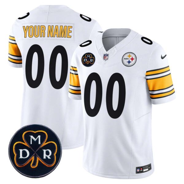 Steelers DMR Patch Vapor Limited Custom Jersey – All Stitched – Youth – White