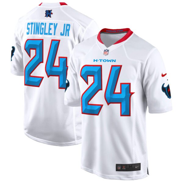 Houston Texans 2024 Game Jersey – All Stitched – White – Derek Stingley Jr. Jersey