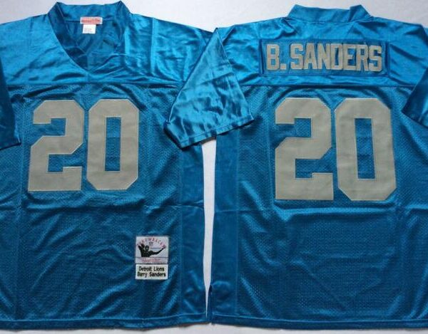 Detroit Lions #20 Barry Sanders blue Throwback Jersey