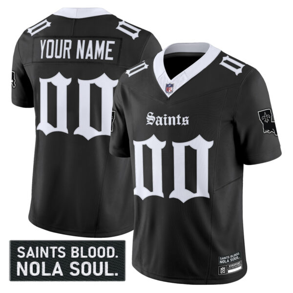 New Orleans Saints ‘Gothic Vieux Carr Edition’ Vapor Custom Jersey – All Stitched Men Black Jersey