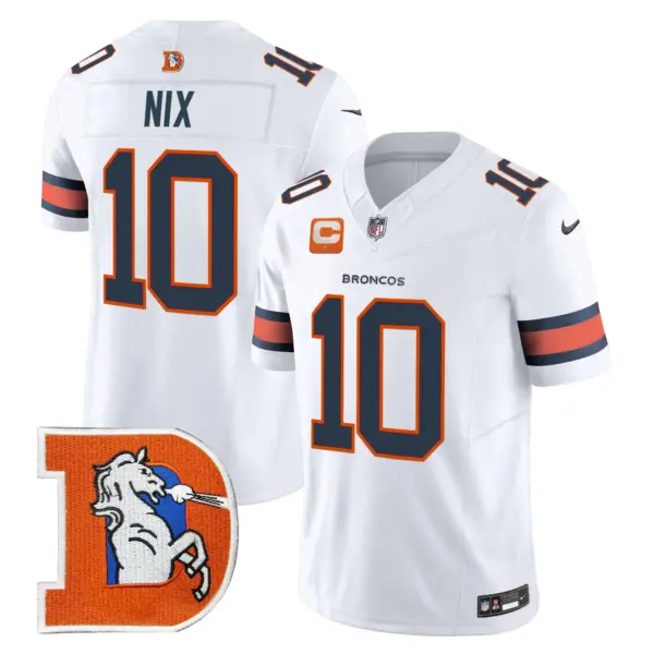 Mens Denver Broncos Throwback Vapor Limited Jersey V2 Bo Nix Jersey White