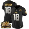Womens Minnesota Vikings 2024 Winter Warrior Skol Patch Gold Vapor Limited Jersey Justin Jefferson Jersey Black Limited