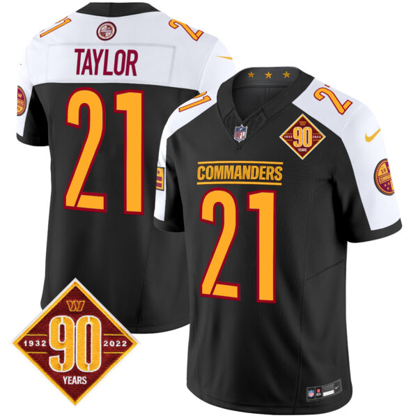 Men’s Washington Commanders 90th Anniversary Patch Vapor Limited Jersey – All Stitched – Black Alternate – Sean Taylor