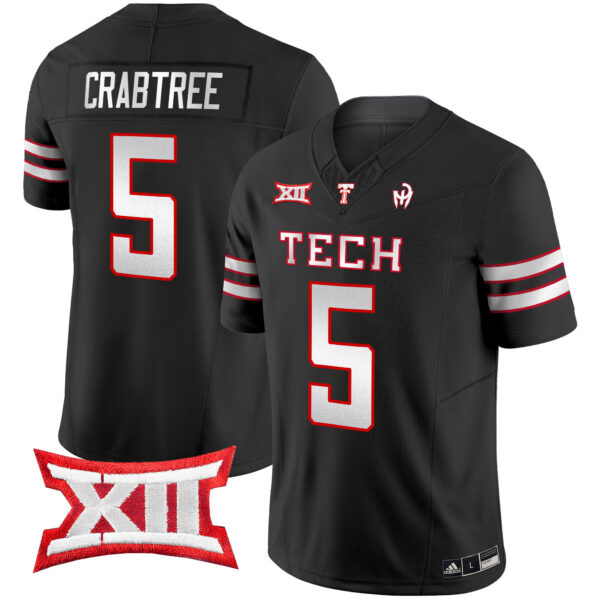 Men’s Texas Tech Red Raiders 2024 Patrick Mahomes Symbol Vapor Limited Jersey – All Stitched – Black – Michael Crabtree