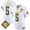 Mens Washington Commanders 90Th Anniversary Patch Gold Vapor Limited Jersey Jayden Daniels Jersey White Gold
